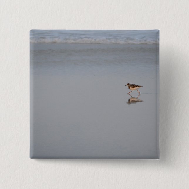 Sandpiper Running Along The Beach Button (Front)