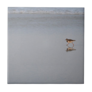 Sandpiper Running Along The Beach Ceramic Tile