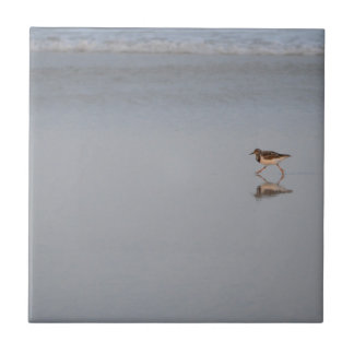 Sandpiper Running Along The Beach Ceramic Tile