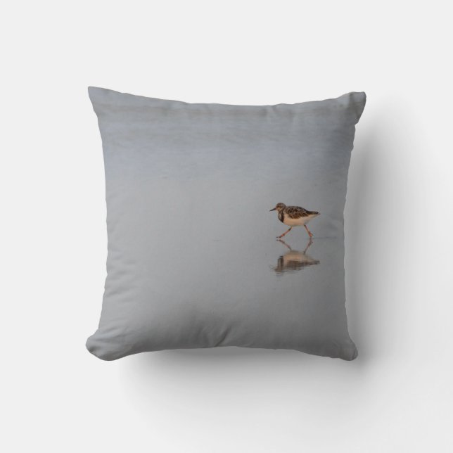 Sandpiper Running Along The Beach Throw Pillow (Front)