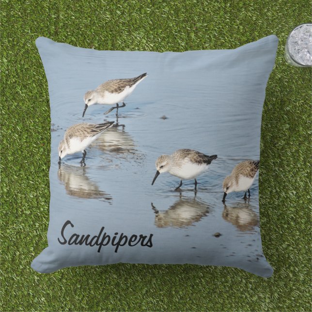 Sandpiper Sea Birds Throw Pillow (Grass)