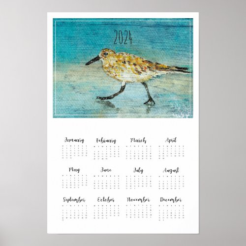 Sandpiper Shorebird 2024 Art Print Calendar