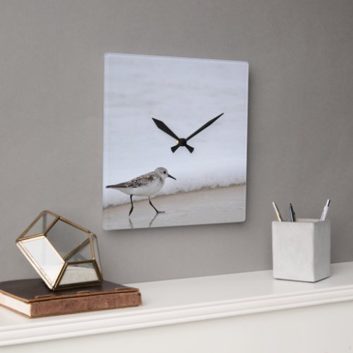 Sandpiper Shorebird Beach House Square Wall Clock