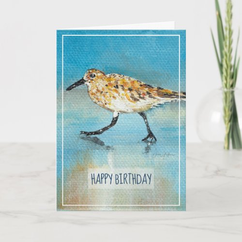 Sandpiper Shorebird Coastal Beach Happy Birthday C Card