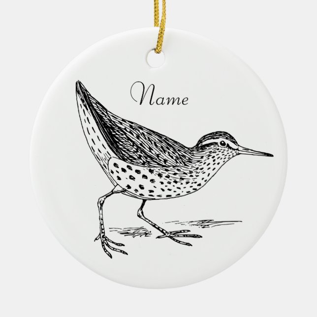 Sandpiper Shorebird Thunder_Cove Ceramic Ornament (Front)