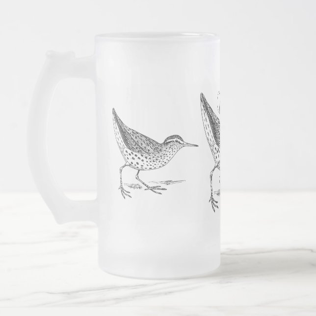 Sandpiper Shorebird Thunder_Cove Frosted Glass Beer Mug (Left)