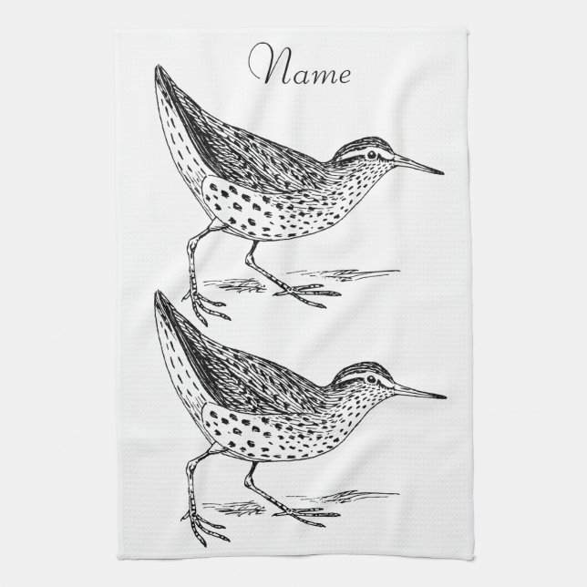Sandpiper Shorebird Thunder_Cove Kitchen Towel (Vertical)