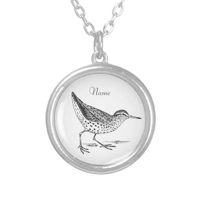 Sandpiper Shorebird Thunder_Cove  Silver Plated Necklace (Front)