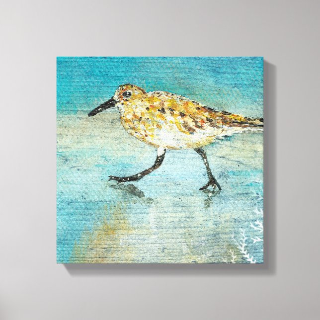 Sandpiper Wading Shorebird Weathered Look Canvas Print (Front)