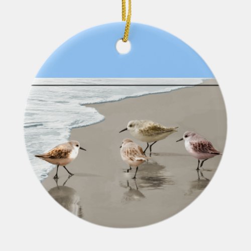 Sandpipers at the Shoreline Ceramic Ornament