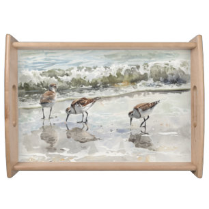Sandpipers Beach Art Watercolors Serving Tray