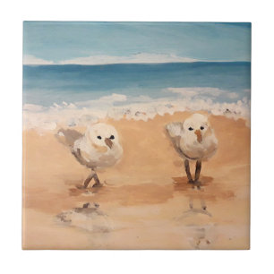 Sandpipers by the Sea Shore Ceramic Tile