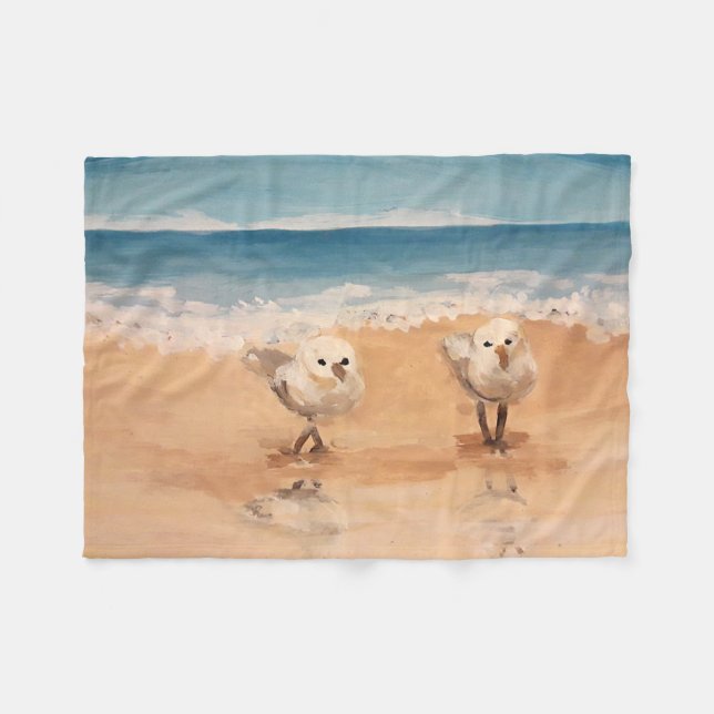 Sandpipers by the Sea Shore  Fleece Blanket (Front (Horizontal))