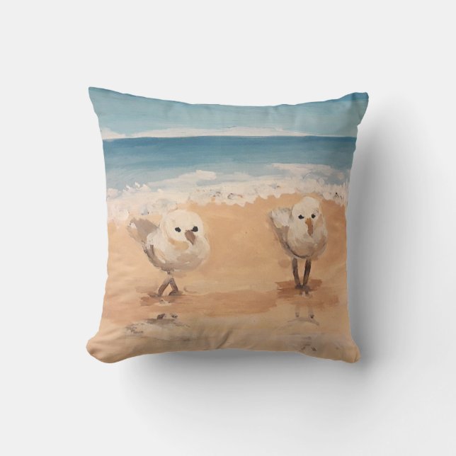 Sandpipers by the Sea Shore  Outdoor Pillow (Front)