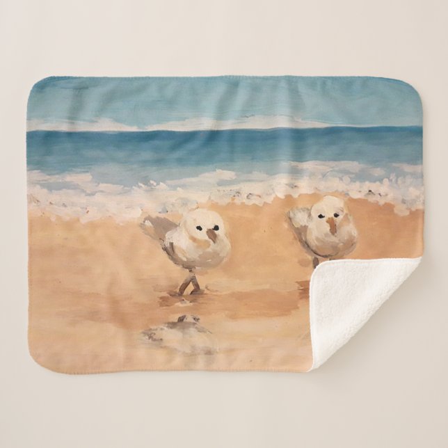 Sandpipers by the Sea Shore  Sherpa Blanket (Front (Horizontal))