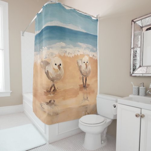 Sandpipers by the Sea Shore  Shower Curtain
