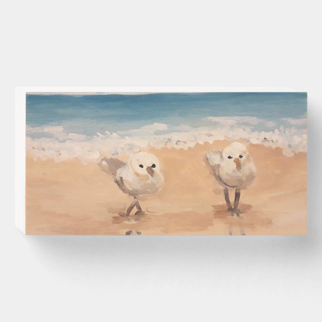 Sandpipers by the Sea Shore  Wooden Box Sign (Front Horizontal)
