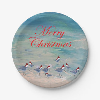 Sandpipers coastal shore birds Christmas party Paper Plates