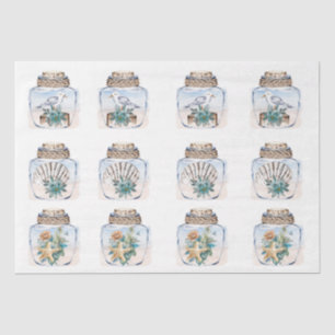Sandpipers Flowers Shells Jar Decoupage Paper