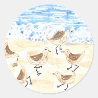 Sandpipers on Old Orchard Beach, Maine Classic Round Sticker