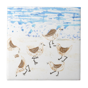 Sandpipers on Old Orchard Beach Tile