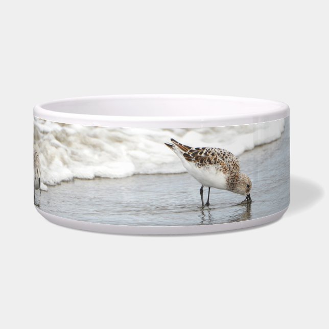 Sandpipers on the Beach Photo Ceramic Pet Bowl (Front)