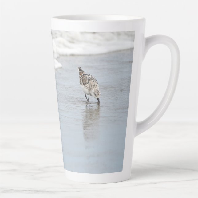 Sandpipers on the Beach Photo Latte Coffee Mug (Right)