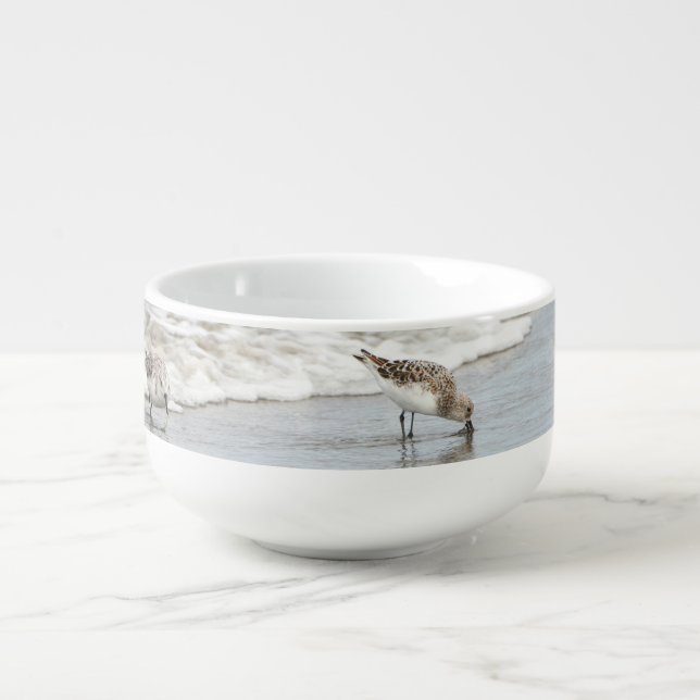 Sandpipers on the Beach Photo Soup Bowl (Front)