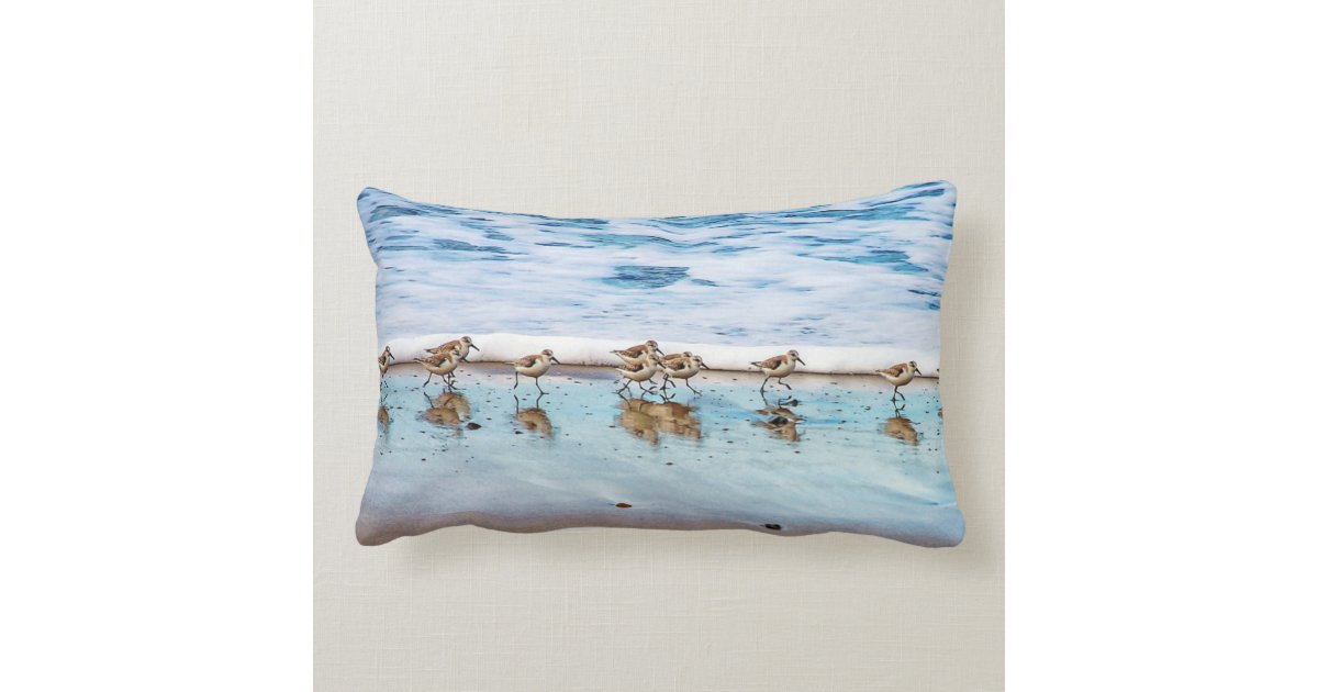 Sandpipers Running Along The Beach Lumbar Pillow | Zazzle.com