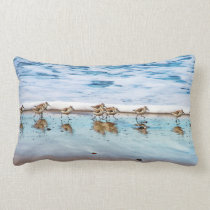 Sandpipers Running Along The Beach Lumbar Pillow
