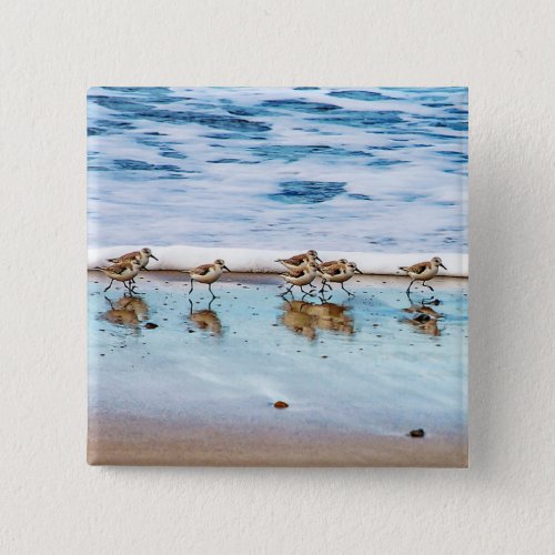 Sandpipers Running Along The Beach Pinback Button