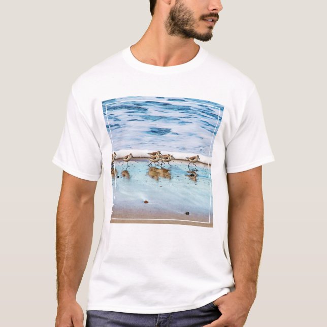 Sandpipers Running Along The Beach T-Shirt (Front)