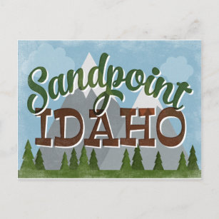 Sandpoint Idaho Fun Retro Snowy Mountains Postcard