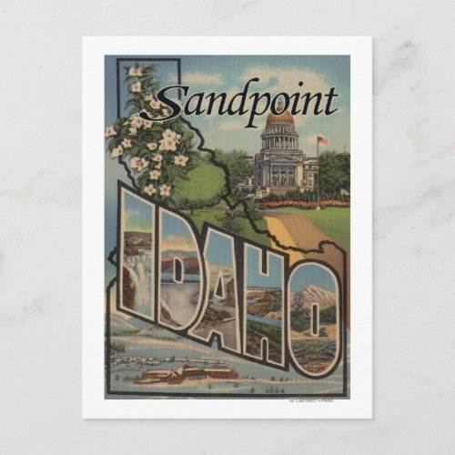 Sandpoint Idaho _ Large Letter Scenes Postcard