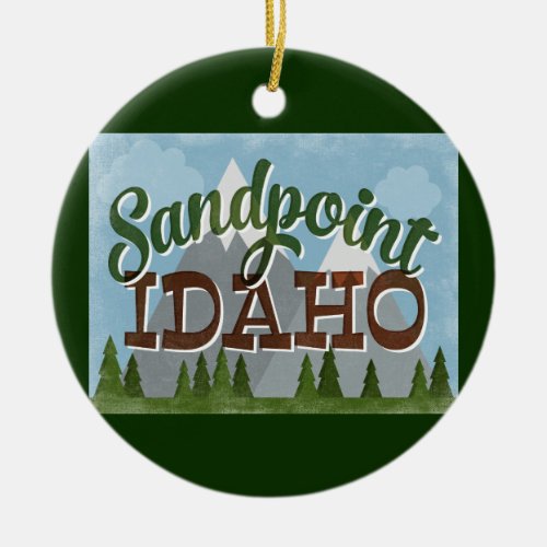 Sandpoint Idaho Ornament Fun Retro Snowy Mountains