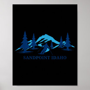 Sandpoint idaho ski resort skiing skier  poster