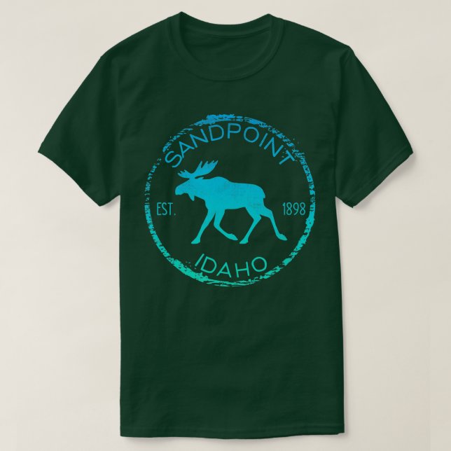 Sandpoint Idaho Weathered Moose Lover Design Souve T-Shirt (Design Front)