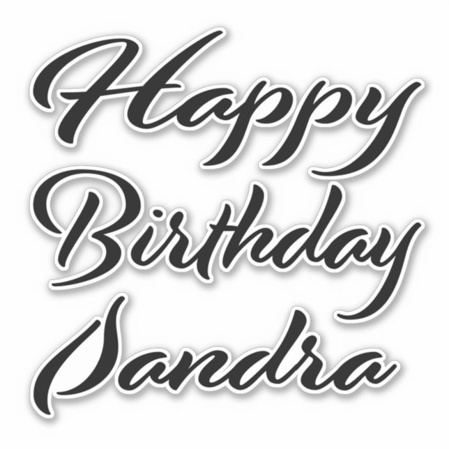 Sandra name first name black Sticker birthday (Front)