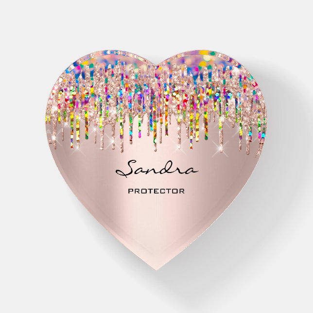 Sandra NAME MEANING Holograph Valentine Heart Gift Paperweight (Front)