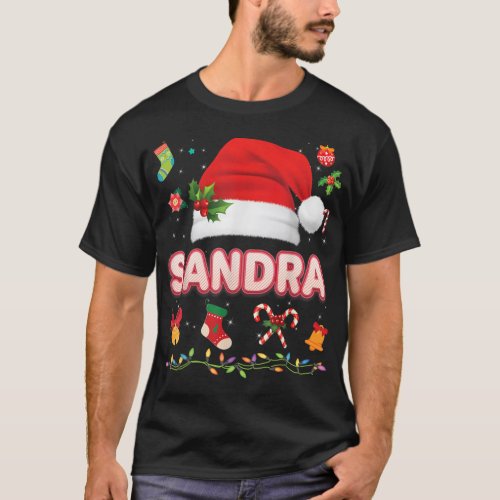 Sandra Santa Claus Hat Family Merry Christmas Xmas T_Shirt