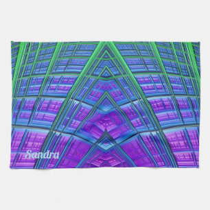 SANDRA ~ TeaTowelsPurple Green Blue Personalized Kitchen Towel