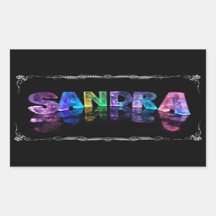 Sandra - The Name Sandra in 3D Lights (Photograph Rectangular Sticker