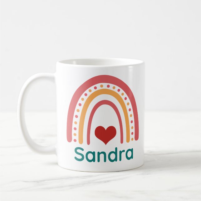 Sandra Vintage Boho Rainbow Coffee Mug (Left)