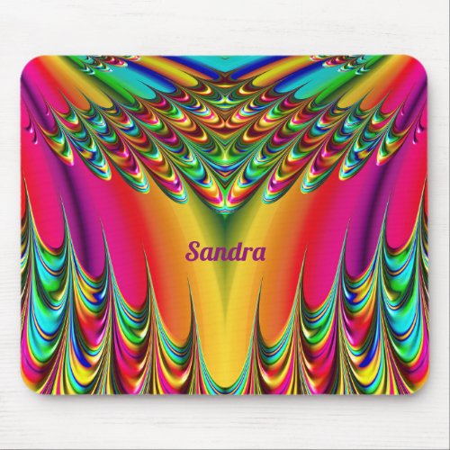 SANDRA  Zany Hot Yellow Blue Green and Pink  Mouse Pad