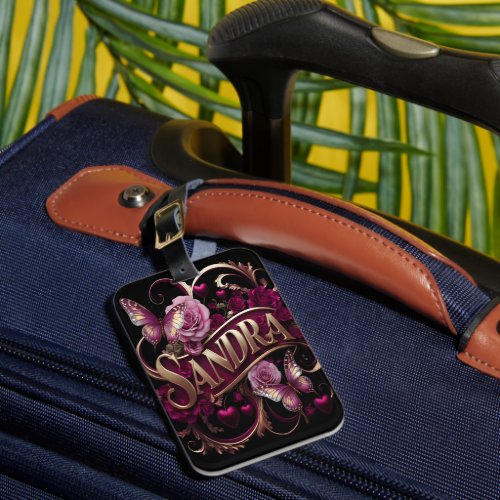 Sandras Floral Emblem Luggage Tag