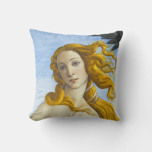 Sandro Botticelli _ Birth of Venus Close_up Throw Pillow