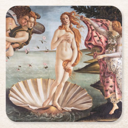 Sandro Botticelli _ Birth of Venus Square Paper Coaster