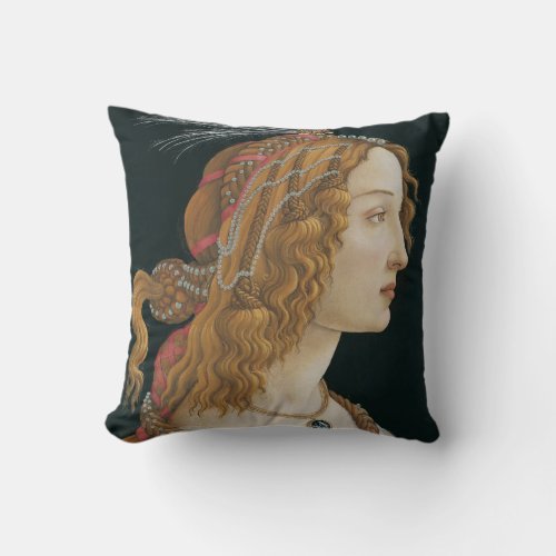 Sandro Botticelli _ Idealized Portrait of a Lady Throw Pillow