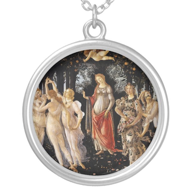 Sandro Botticelli - La Primavera Silver Plated Necklace (Front)