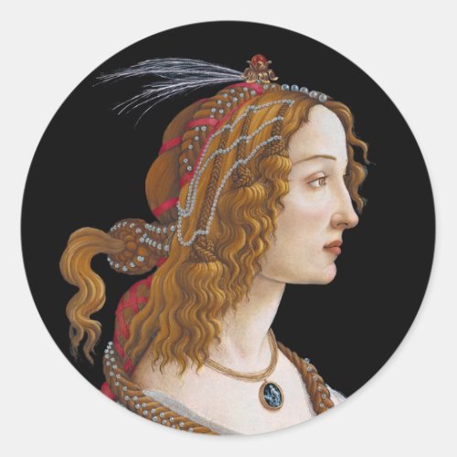 Sandro Botticelli _ Portrait of Simonetta Vespucci Classic Round Sticker